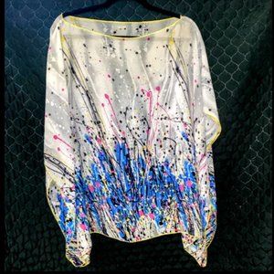 Stunning Statement Piece - Abstract Confetti Paint Women's Poncho Tunic Top